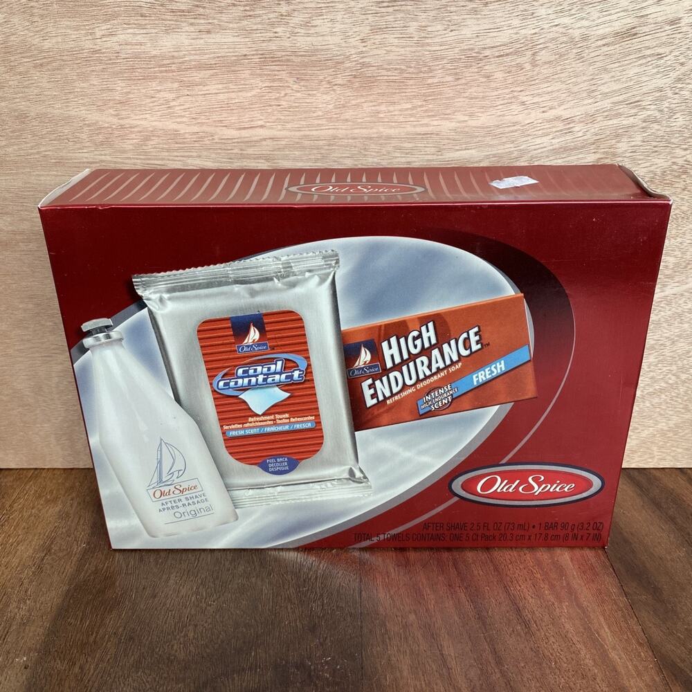 Vintage Old Spice Gift Set Original After Shave Cool Contact High Endurance Soap